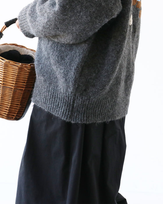 わんにゃん集合刺繍カーディガン