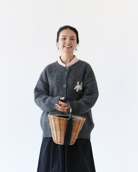 わんにゃん集合刺繍カーディガン