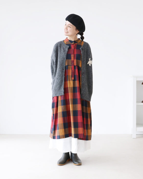 わんにゃん集合刺繍カーディガン