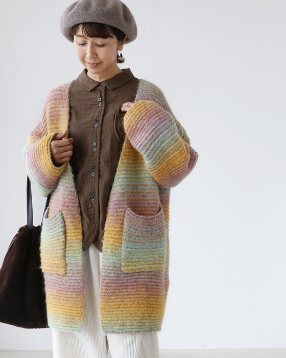 虹色グラデカーデコーディガン