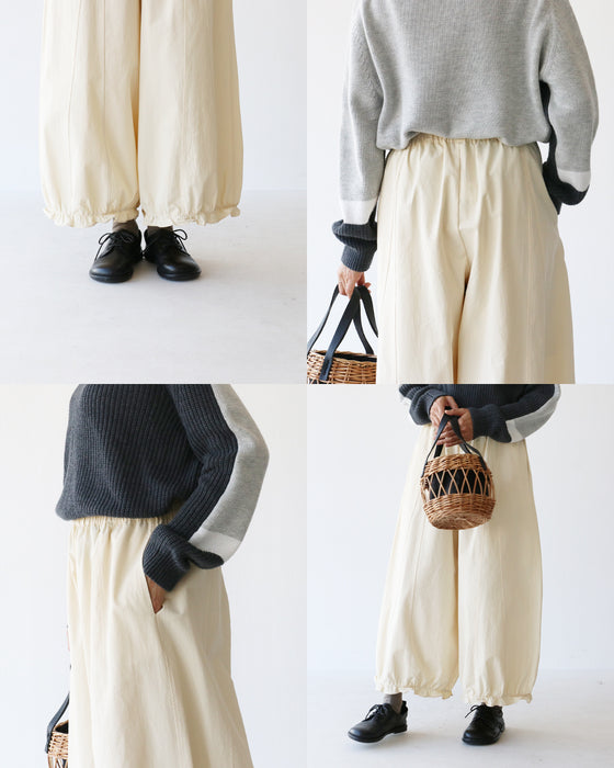 裾フリルコットンパンツ