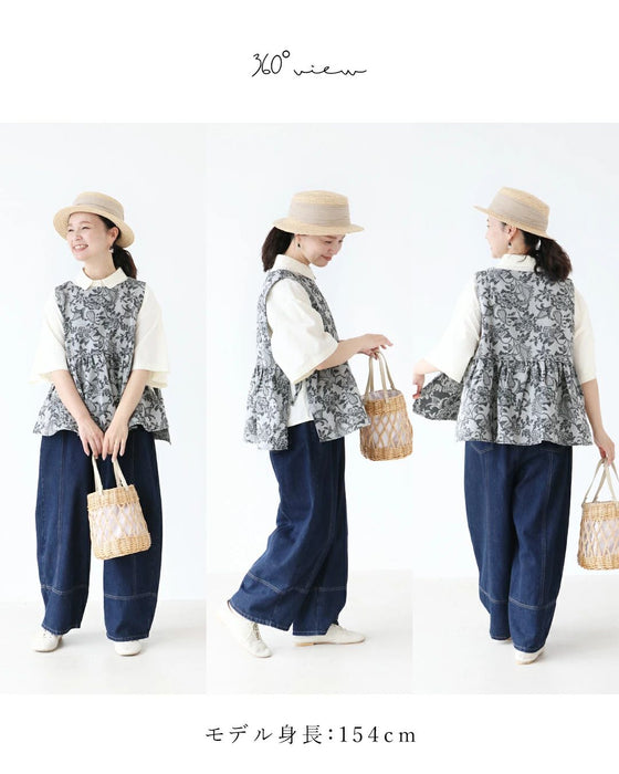 【特別再販6月14日20時販売】花織りデニムベスト