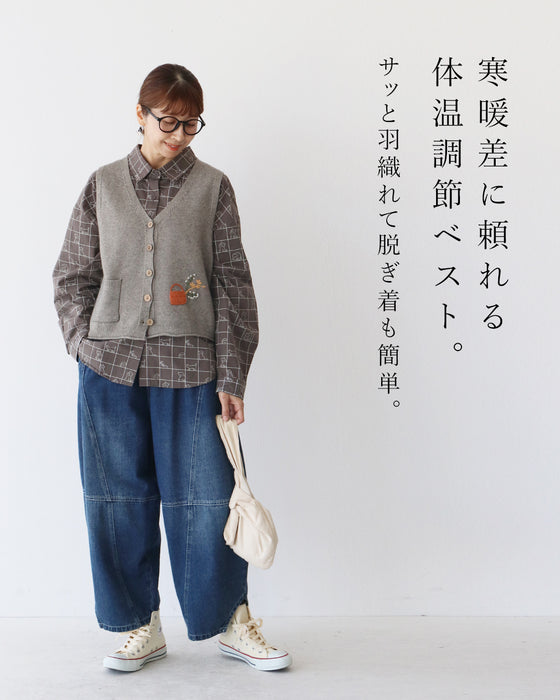 ほっこり花刺繍ベスト