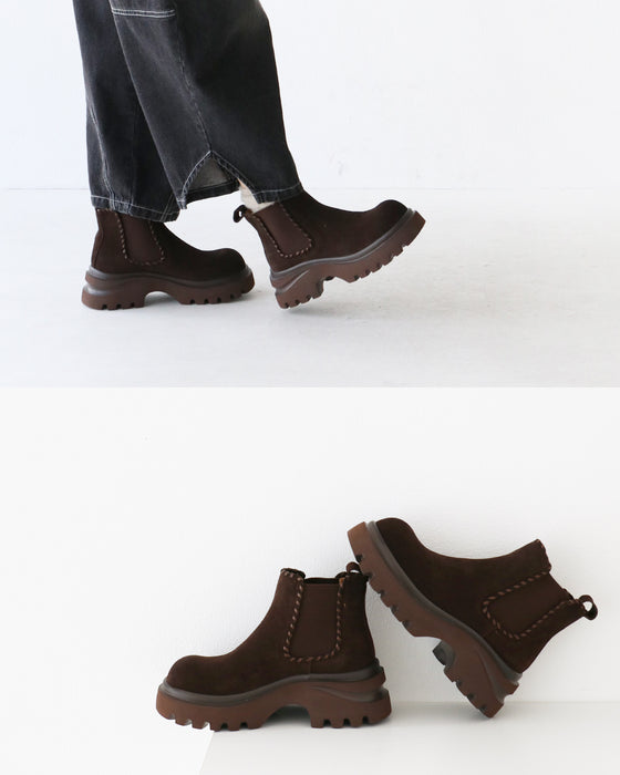 ナチュラルに、大人の存在感 スウェードステッチレザーブーツ