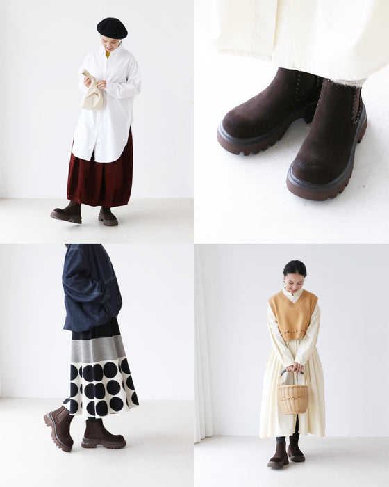 ナチュラルに、大人の存在感 スウェードステッチレザーブーツ