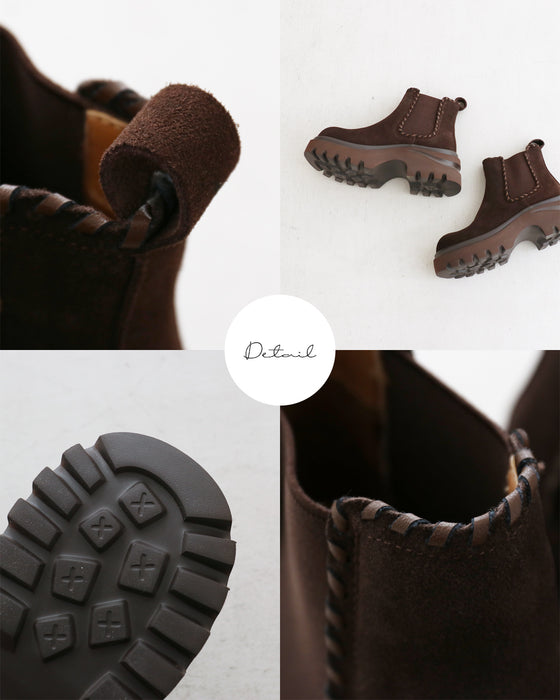 ナチュラルに、大人の存在感 スウェードステッチレザーブーツ