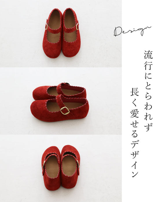 歩くたび、心が弾むスウェードステッチレザー靴