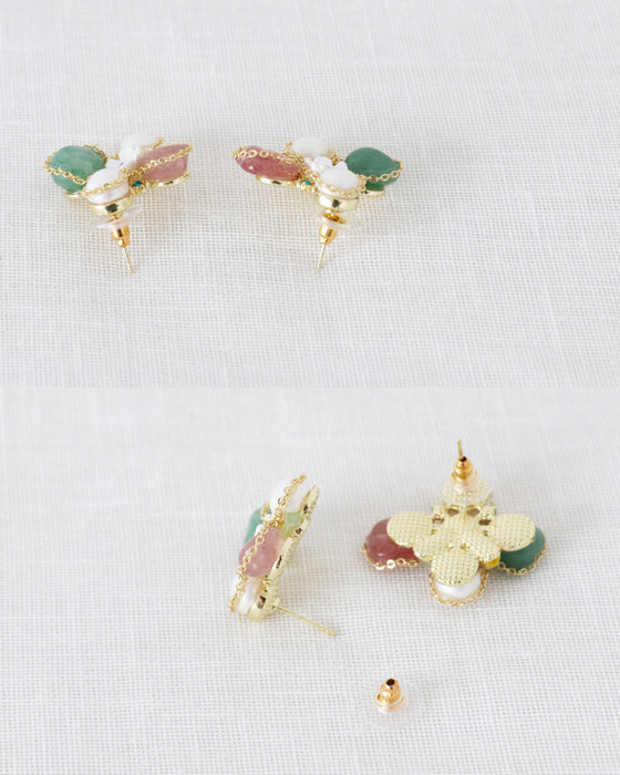 天然石と淡水パールのピアス