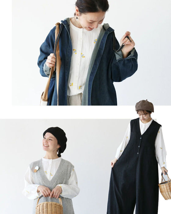 何気ない日をそっと彩る花刺繍ガーゼブラウス