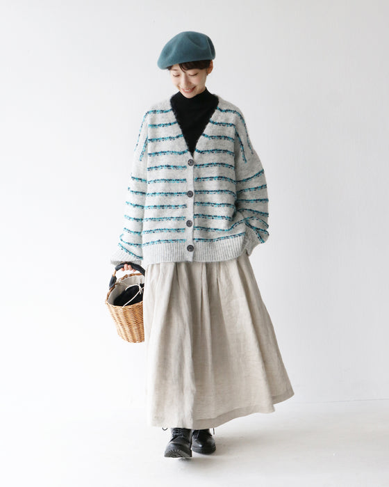 立体ボーダーカーディガン
