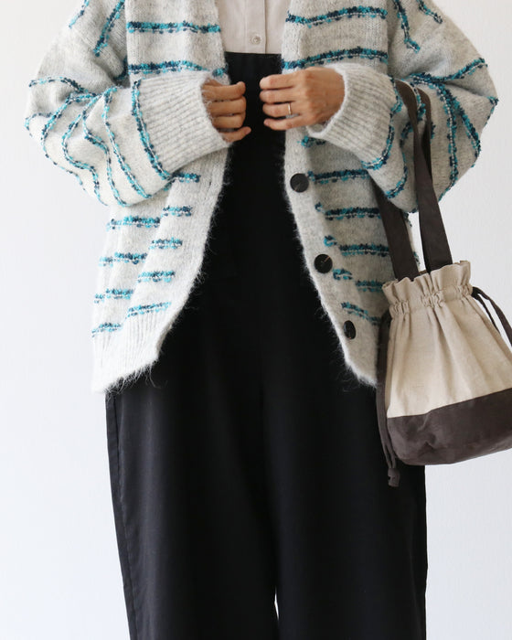 立体ボーダーカーディガン