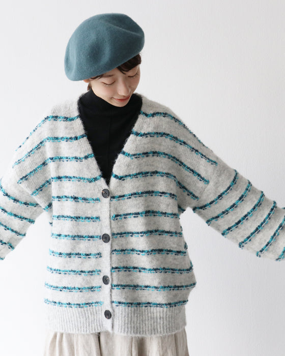 立体ボーダーカーディガン