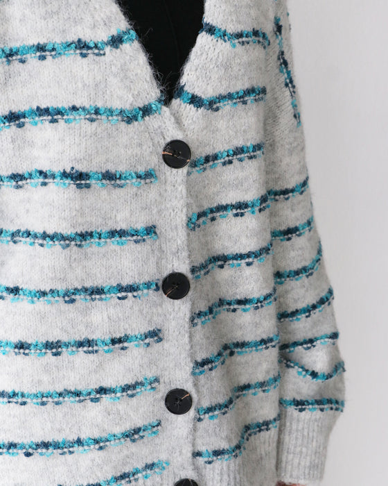 立体ボーダーカーディガン