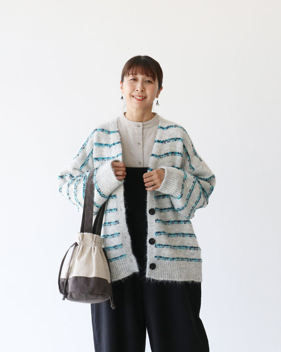 立体ボーダーカーディガン