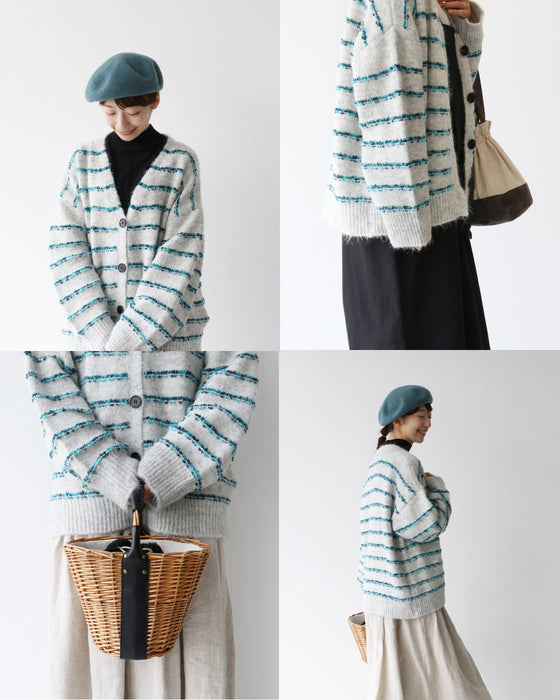 立体ボーダーカーディガン