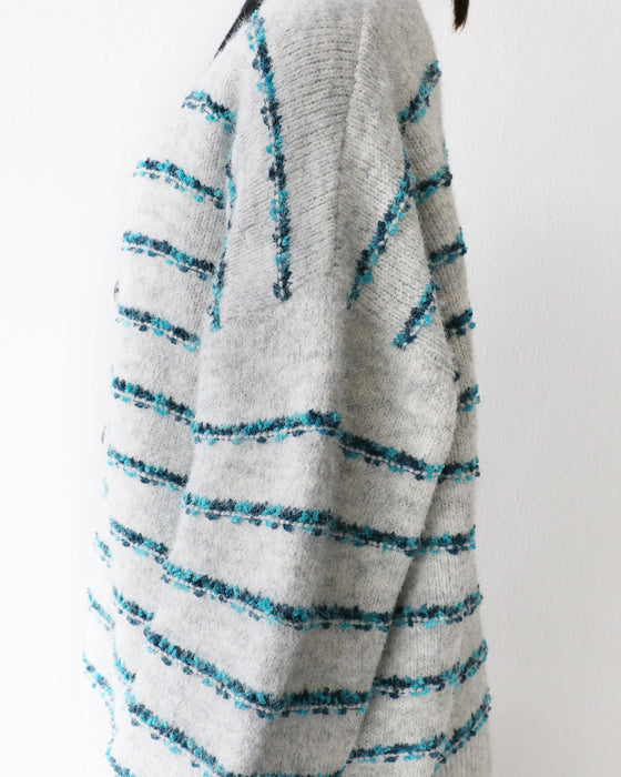 立体ボーダーカーディガン