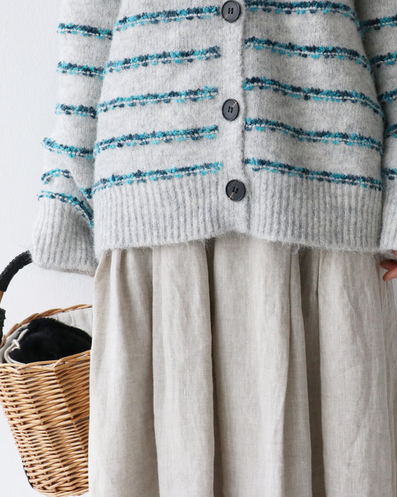 立体ボーダーカーディガン
