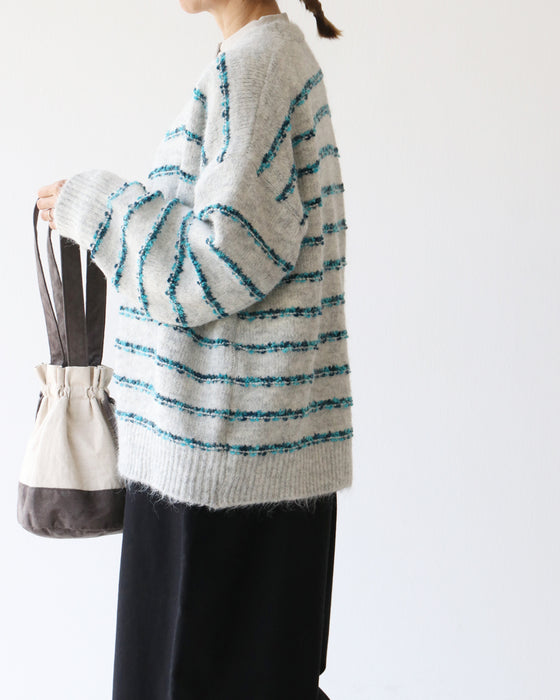 立体ボーダーカーディガン