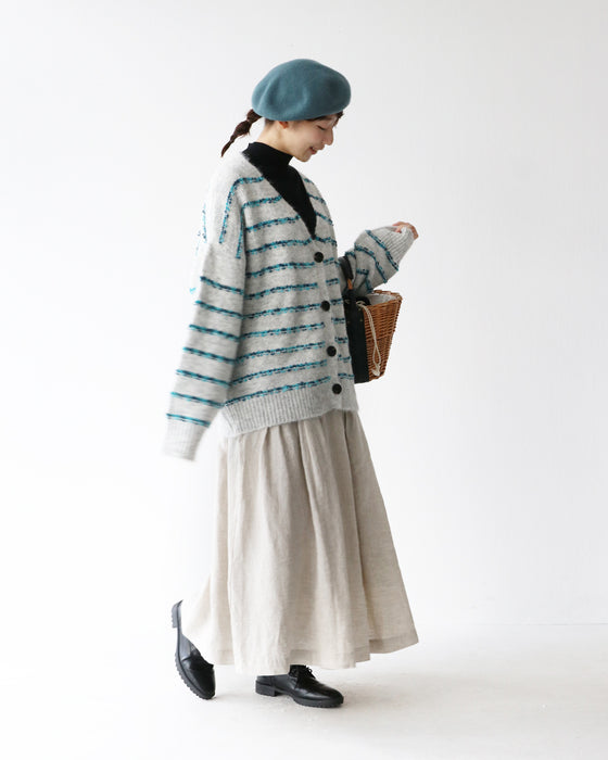 立体ボーダーカーディガン