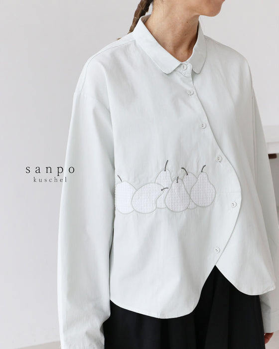 洋ナシ刺繍シャツ