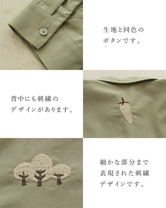 たべもの刺繍シャツトップス