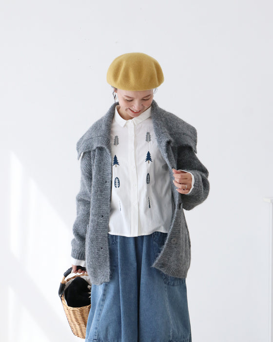 ツリー刺繍シャツ