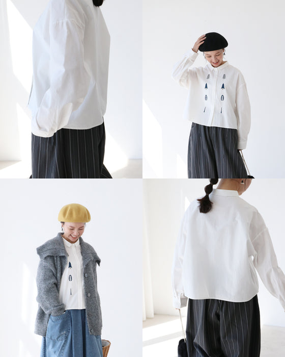 ツリー刺繍シャツ