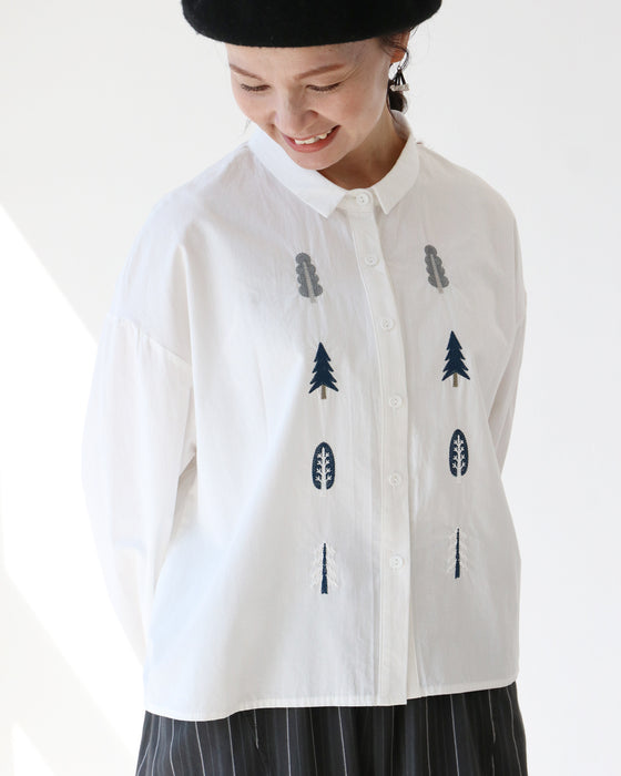 ツリー刺繍シャツ