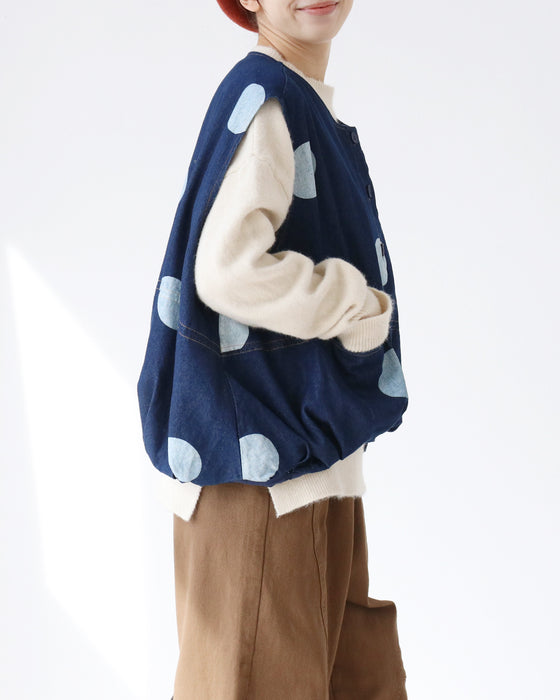 ドットデニムベスト