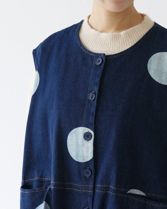 ドットデニムベスト