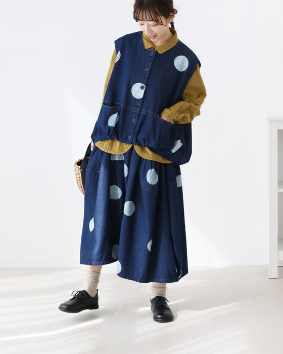 ドットデニムベスト