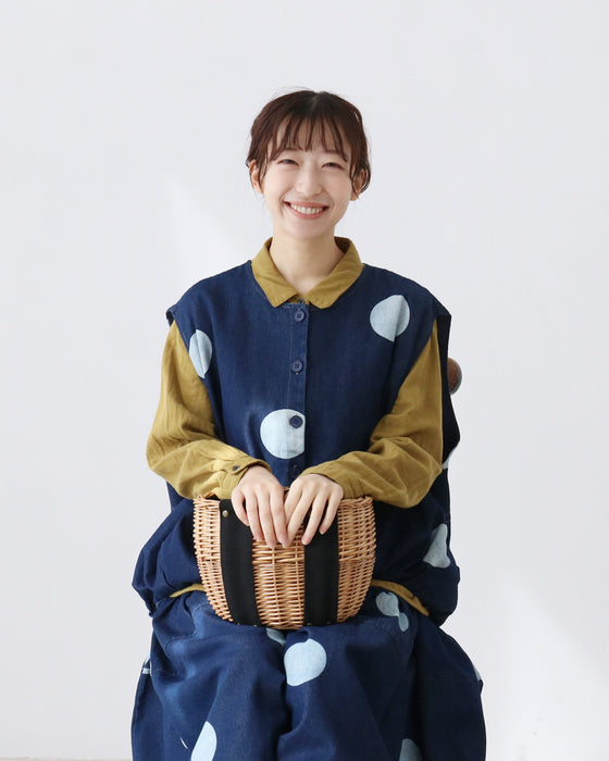 ドットデニムベスト