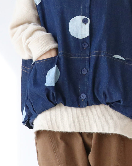 ドットデニムベスト