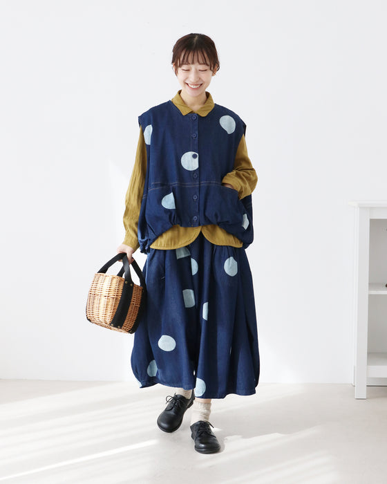 ドットデニムベスト