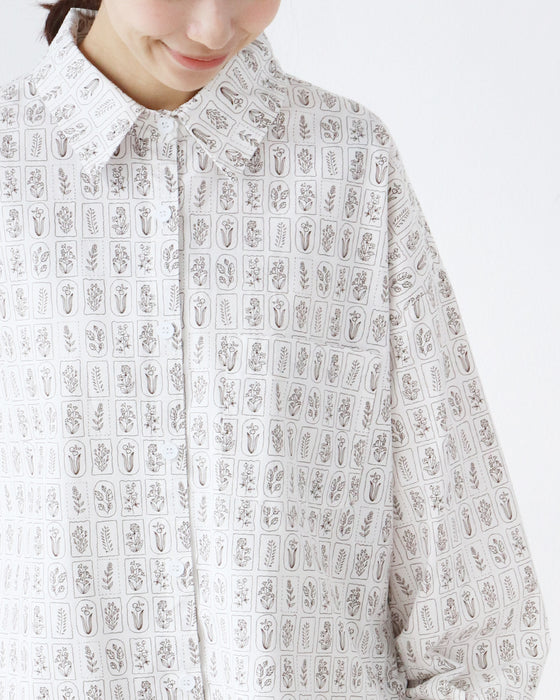 愛らしい花標本シャツ