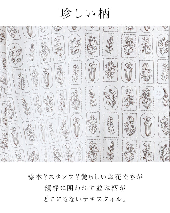 愛らしい花標本シャツ