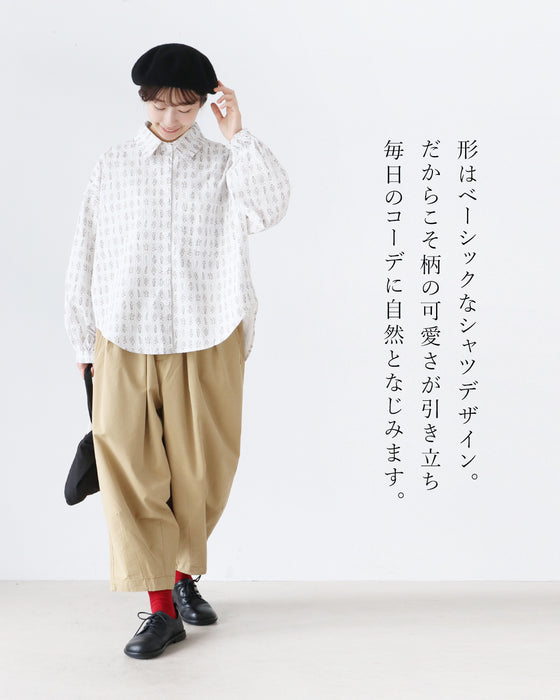 愛らしい花標本シャツ