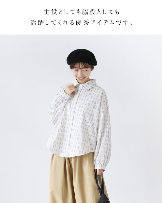 愛らしい花標本シャツ