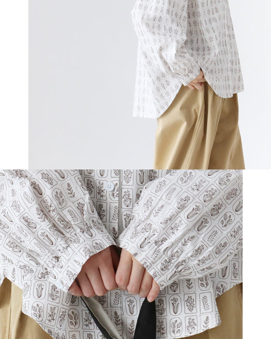 愛らしい花標本シャツ