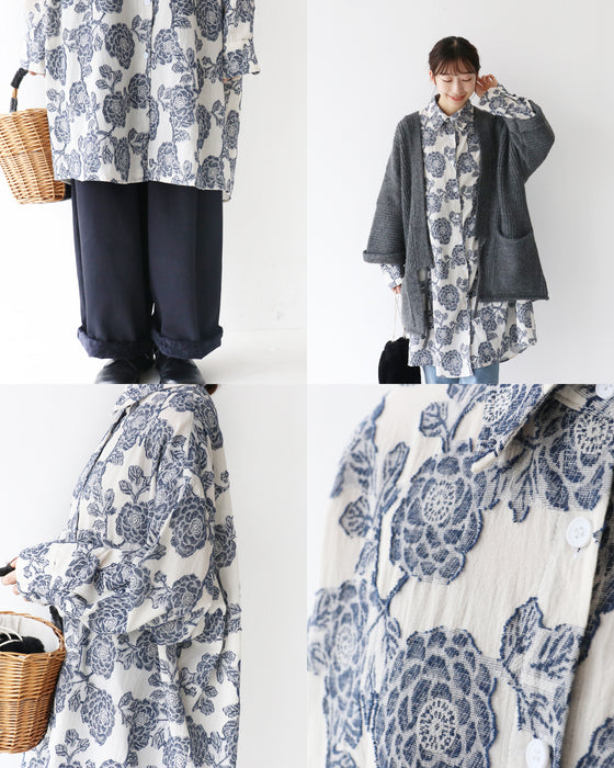 華やかな織り柄シャツ