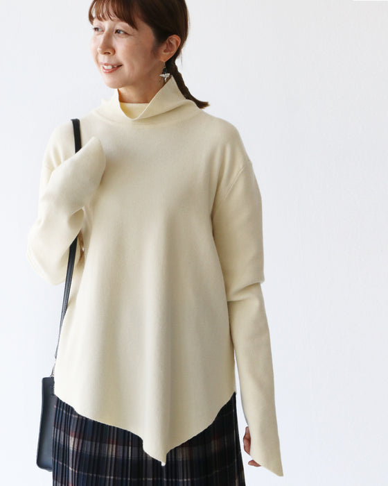 〈全5色〉着回し抜群流れる裾シルエットニット