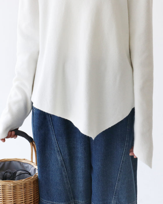 〈全5色〉着回し抜群流れる裾シルエットニット