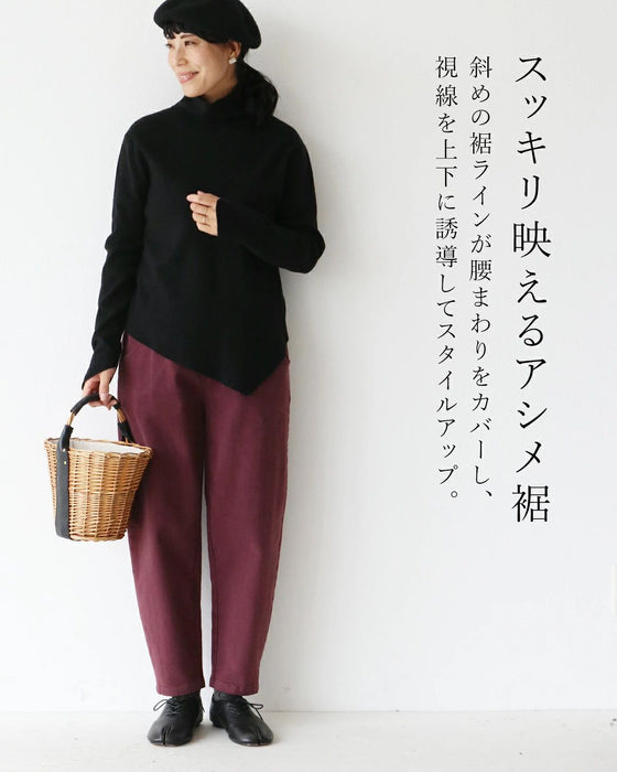 〈全5色〉着回し抜群流れる裾シルエットニット