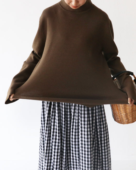 〈全5色〉着回し抜群流れる裾シルエットニット