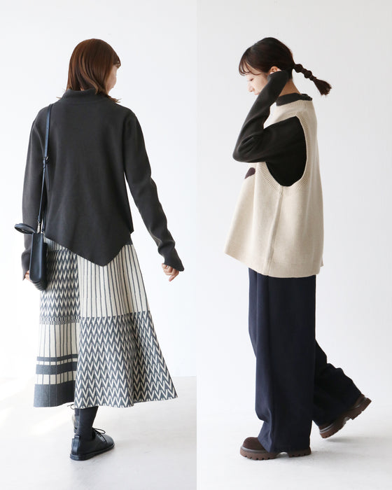 〈全5色〉着回し抜群流れる裾シルエットニット