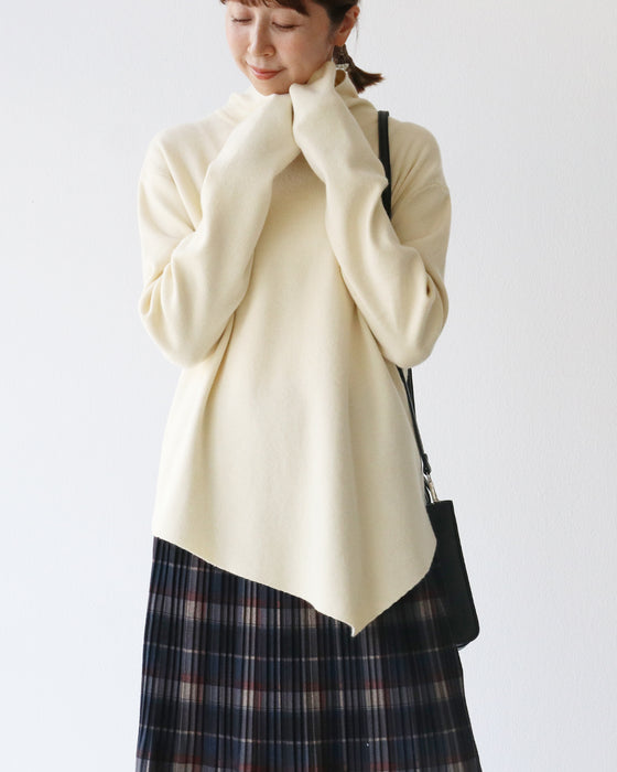 〈全5色〉着回し抜群流れる裾シルエットニット