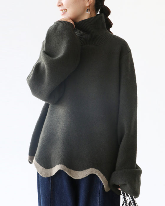 裾波配色ニット