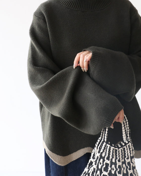 裾波配色ニット