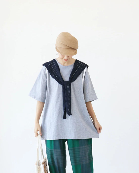 いつものTシャツに、さりげない特別感を【set】ストール付きトップス