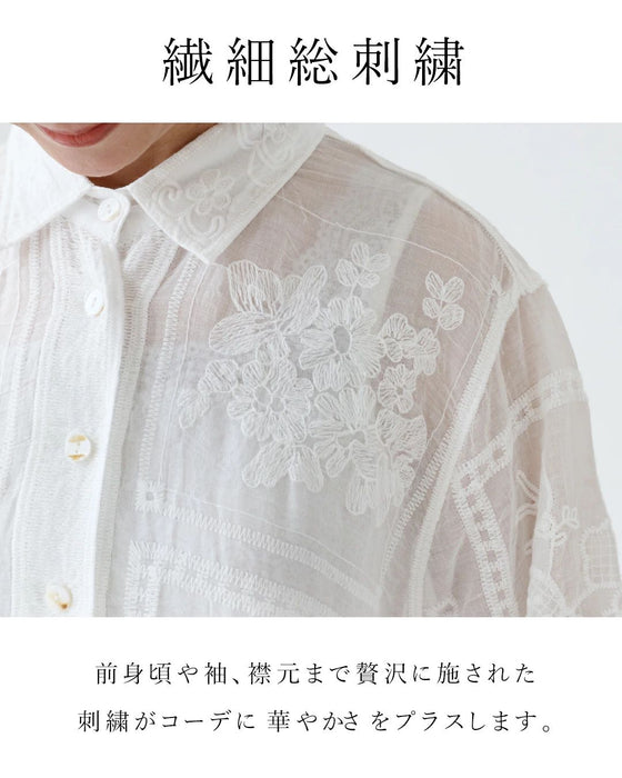 軽やかにやさしく刺繍が彩る一枚トップス